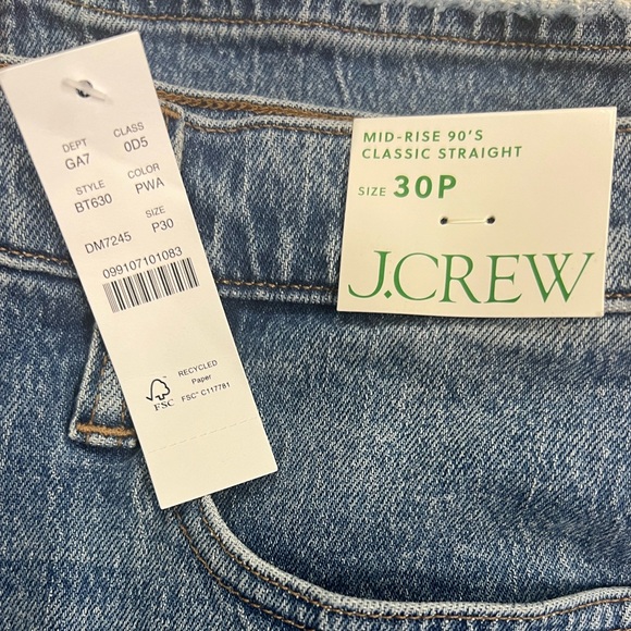 J Crew jeans, petite size 30 mid-rise 90s classic straight fit, pheasant wash - Picture 8 of 9